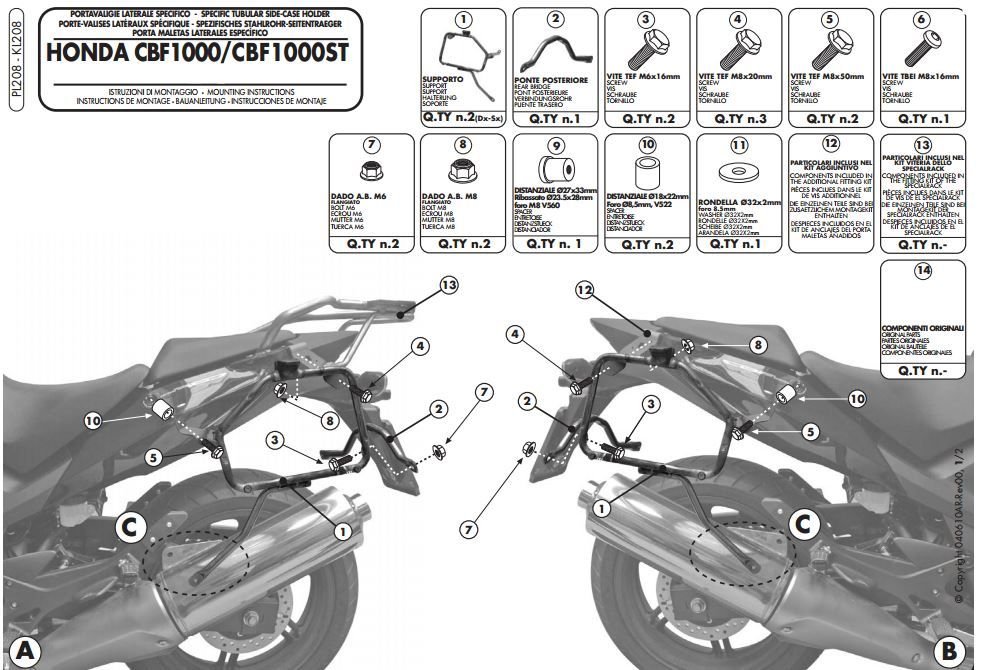GIVI PL208 HONDA CBF 1000 - CBF 1000ST (10-14) YAN ÇANTA TAŞIYICI