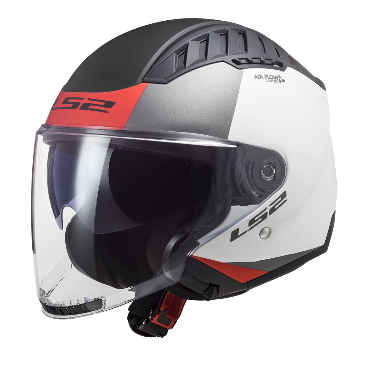 LS2 COPTER 2 URBANE MAT SİYAH-NEON SARI KASK Beyaz-Kırmızı - XS