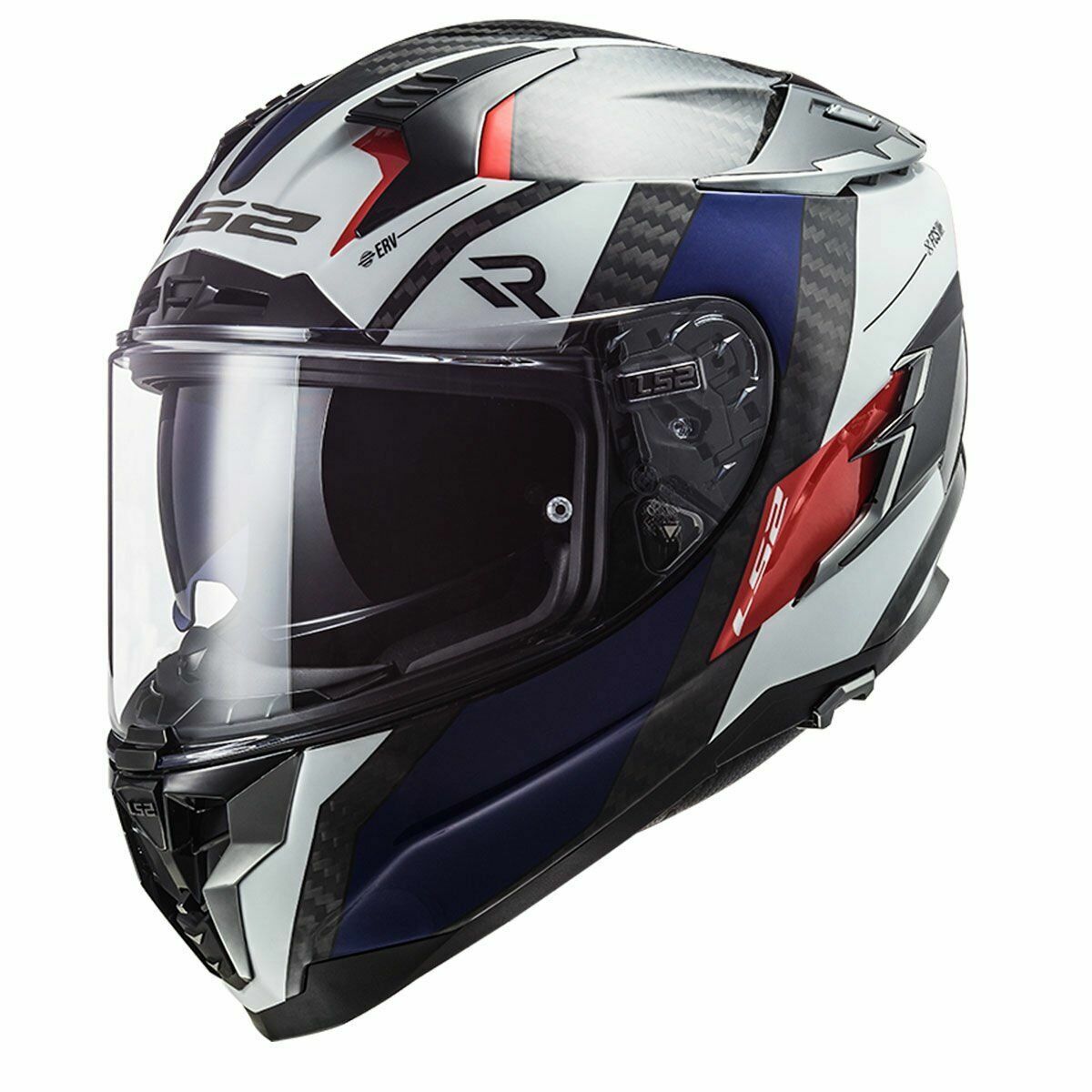 LS2 CHALLENGER C KARBON ALLOY BEYAZ-MAVİ-KIRMIZI KASK Mavi-Kırmızı - L