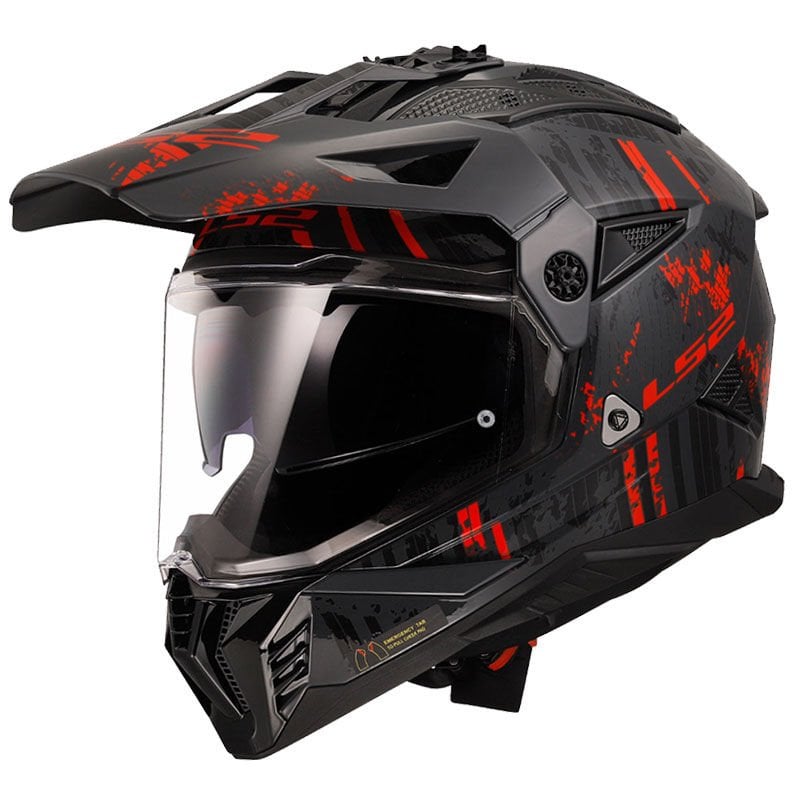 LS2 PIONEER 2 CRAZY SİYAH-GRİ-KIRMIZI KASK