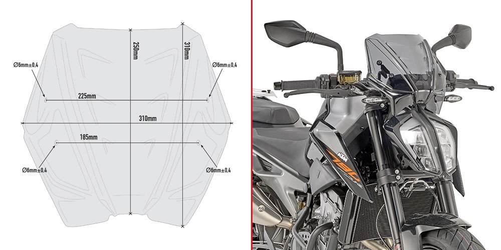 GIVI A7708 KTM DUKE 790 (18-20) - 890 DUKE R (21-23) RÜZGAR SİPERLİK