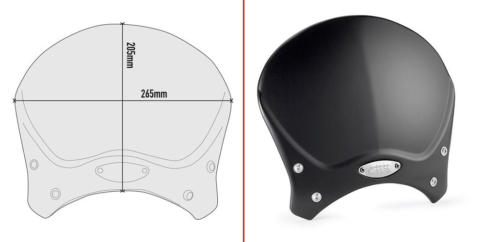 GIVI 100ALB BMW R NINE T (14-21) - YAMAHA XSR 700 (16-20) - XSR 900 (16-21) RÜZGAR SİPERLİK