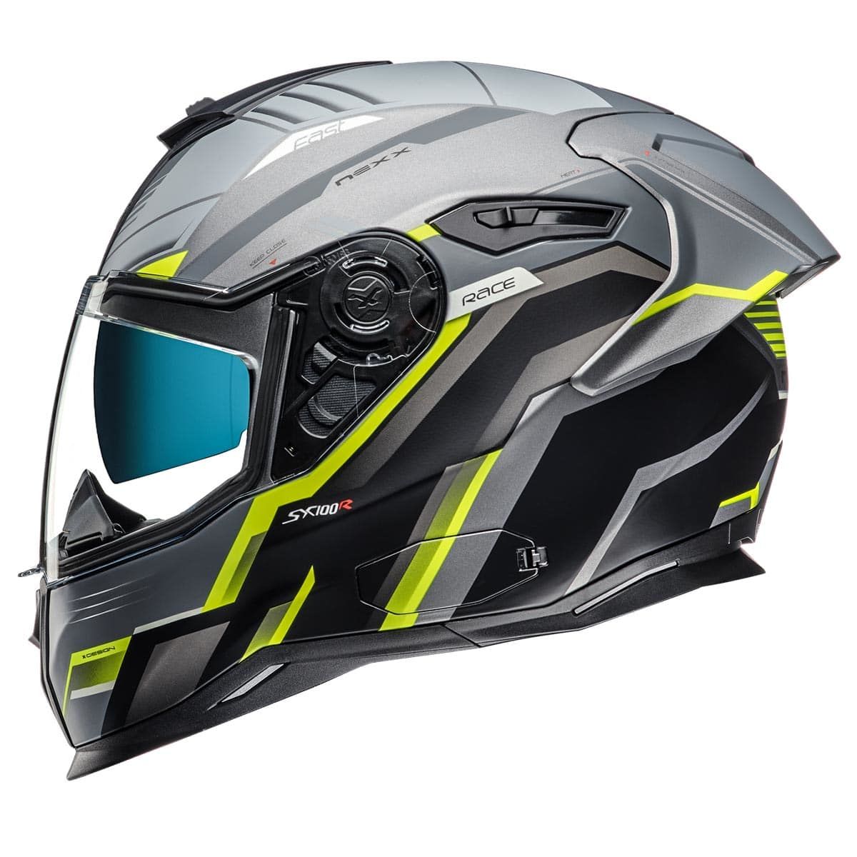 NEXX SX.100R GRIDLINE MAT GRİ-NEON SARI KASK