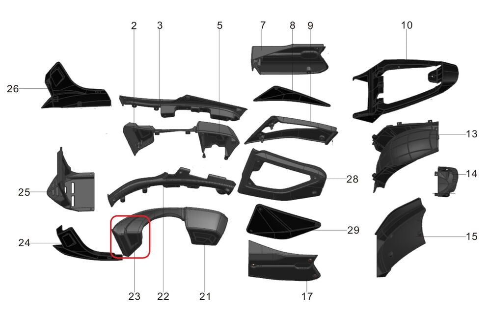 Ön Yan Kapak Grenajı Sağ - PİLDER 125