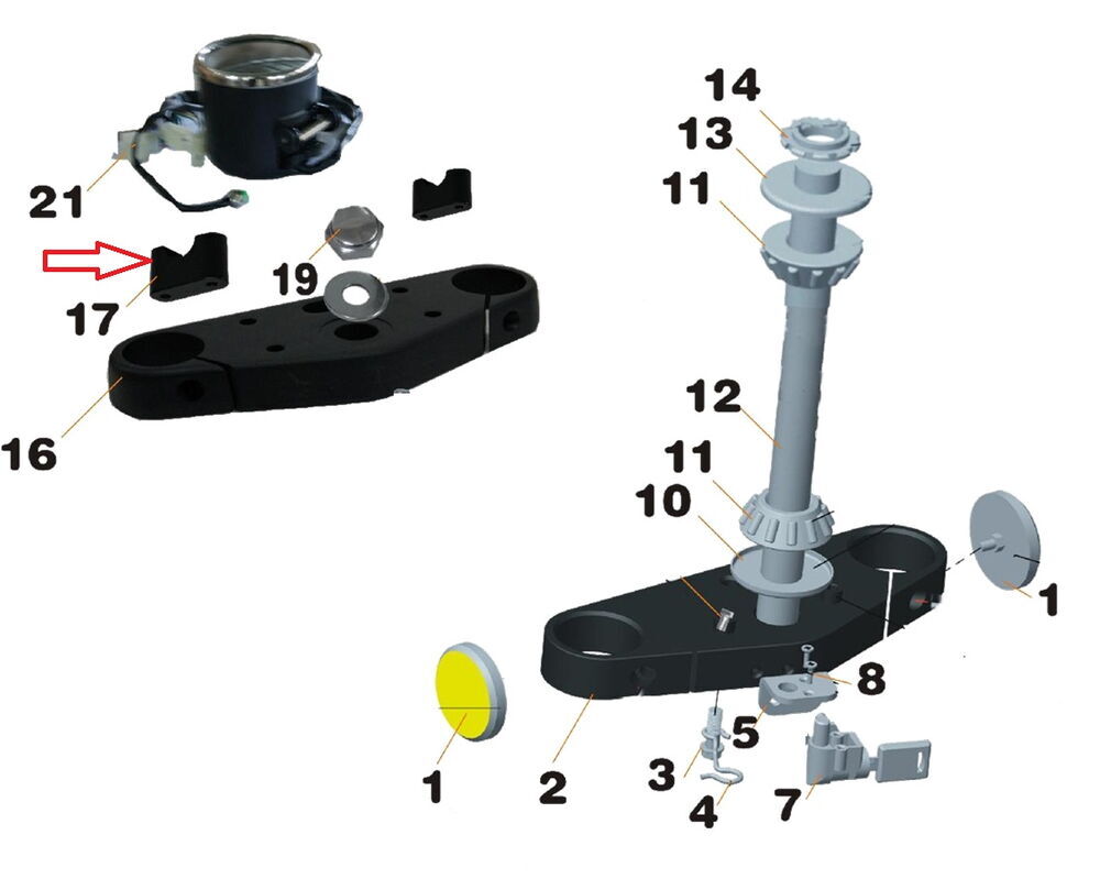 Daytona 125 Gidon Alt Baglantı Braketi Sağ Sol Takım