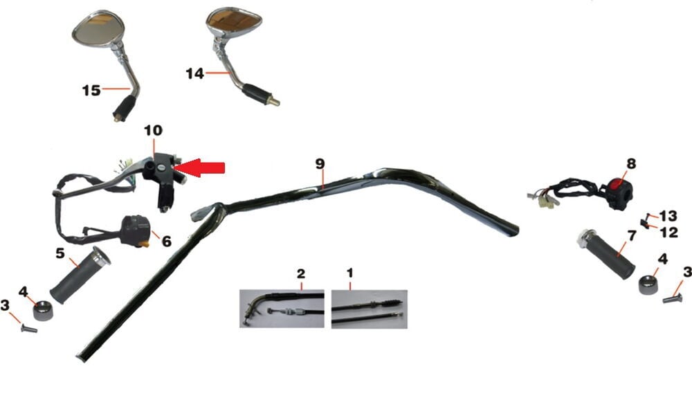 Daytona 250 V Sol Kütük + Debriyaj Kolu Komple