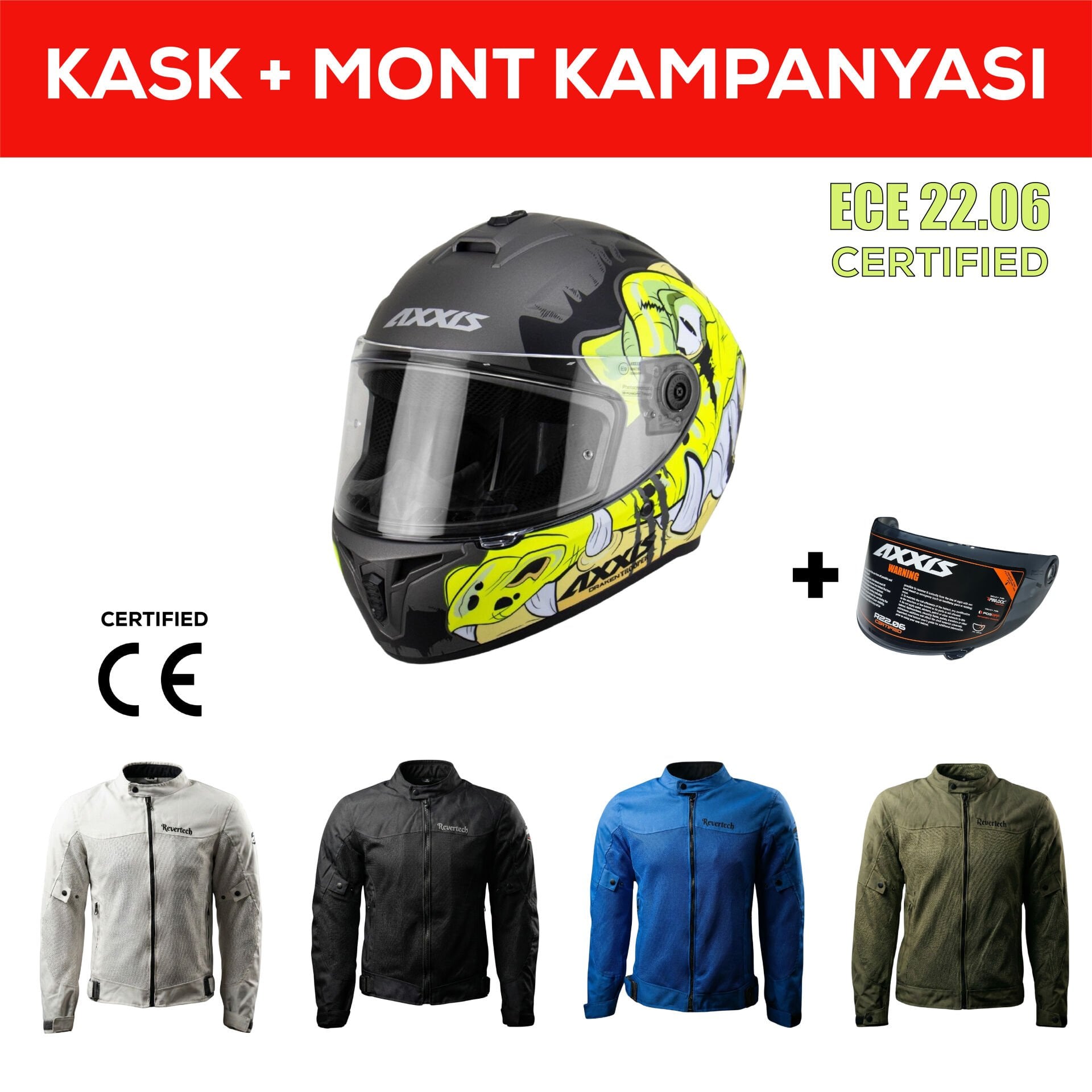 Draken S Trooper D3 / Mat Flu Sarı Full Face Motosiklet Kaskı - İntercom Uyumlu, DOT VE ECE 22.06