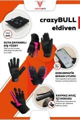 CRAZYBULL EAGLE - Pembe / Su ve Rüzgar Geçirmez Kışlık Kadın Motosiklet Eldiveni