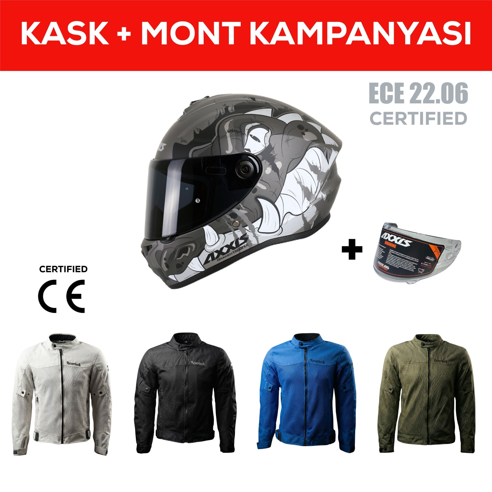 Draken S Trooper D2 / Mat Gri Full Face Motosiklet Kaskı - İntercom Uyumlu, DOT VE ECE 22.06