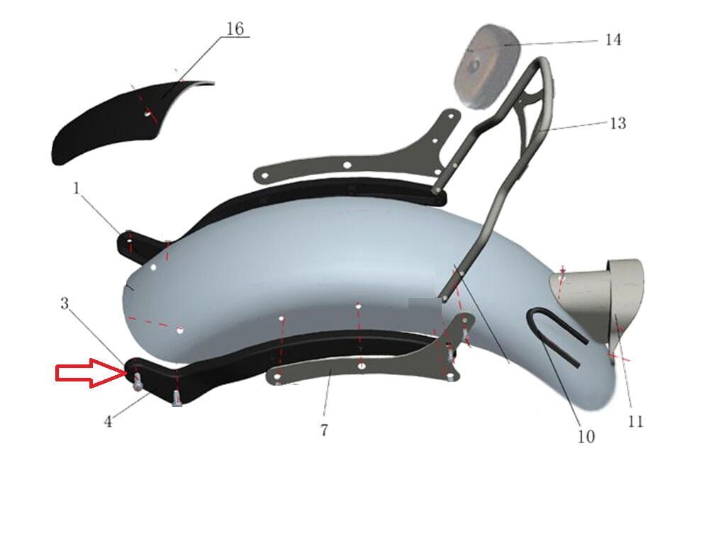 Daytona 125 Arka Çamurluk Braketi Sağ