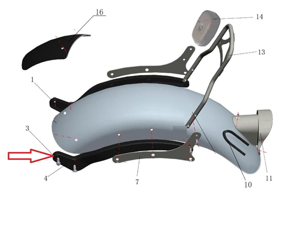 Daytona 125 Arka Çamurluk Braketi Sol