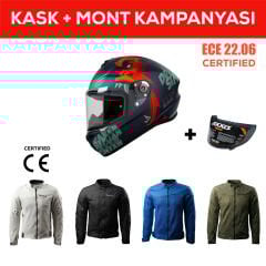 Draken S Simian B6 / Mat Yeşil Full Face Motosiklet Kaskı - İntercom Uyumlu, DOT VE ECE 22.06