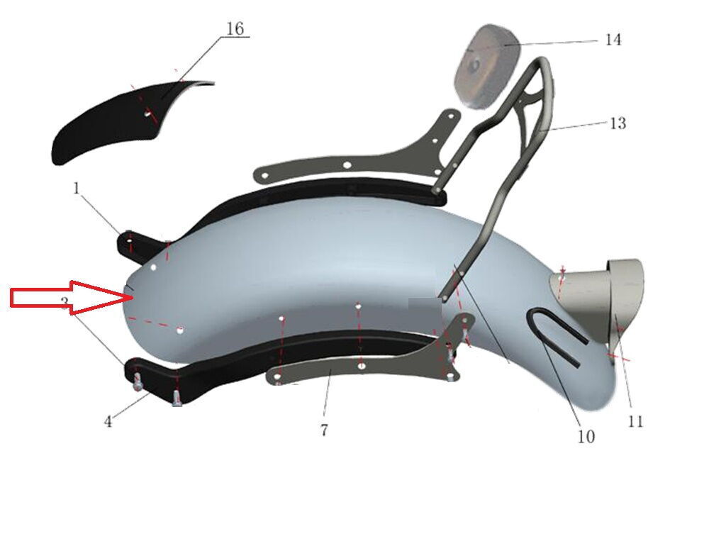 Spyder 250 Arka Çamurluk Siyah