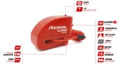 RADIKAL / RK66R Motosiklet Disk Kilit Alarmı 110db Güçlendirilmiş Su Geçirmez Kilit