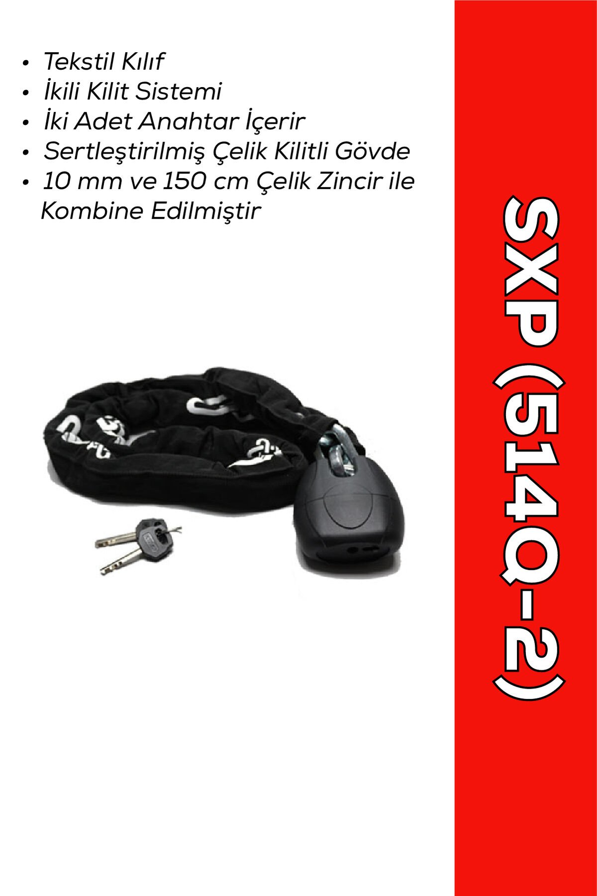 SXP - ZİNCİR KİLİT 150CM (514Q-2) - Hırsızlığa Karşı Yüksek Güvenlik