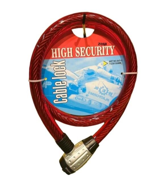 ZOLI / Motosiklet Kilidi Güçlendirilmiş İki Anahtarlı Halat Zincir Kilit 25x150