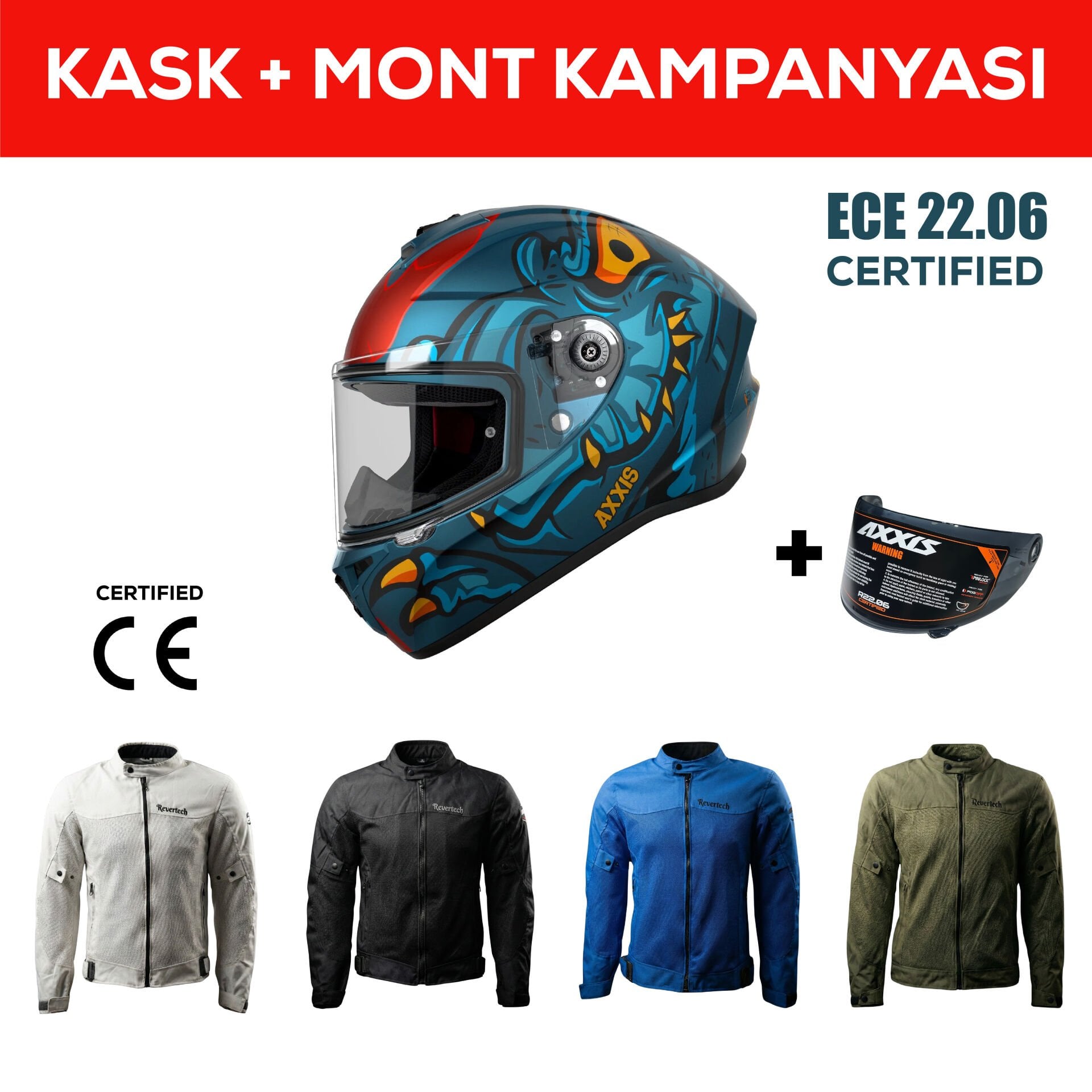 Draken S Simian B4 / Mat Mavi Turuncu Full Face Motosiklet Kaskı - İntercom Uyumlu, DOT VE ECE 22.06