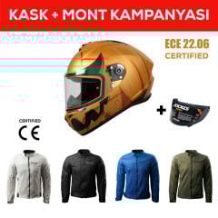 Draken S Pumpkin C3 / Mat Sarı Full Face Motosiklet Kaskı - İntercom Uyumlu, DOT VE ECE 22.06