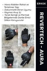 REVERTECH AURA - Siyah / Dokunmatik Ekran Uyumlu Erkek Motosiklet Eldiveni