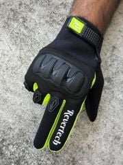 REVERTECH AURA - Siyah Neon / Dokunmatik Ekran Uyumlu Erkek Motosiklet Eldiveni