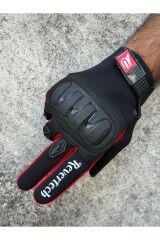 REVERTECH AURA - Kırmızı / Dokunmatik Ekran Uyumlu Erkek Motosiklet Eldiveni