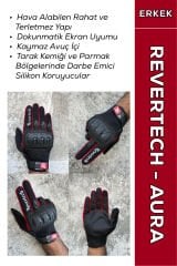 REVERTECH AURA - Kırmızı / Dokunmatik Ekran Uyumlu Erkek Motosiklet Eldiveni