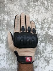 REVERTECH AURA - Krem / Dokunmatik Ekran Uyumlu Erkek Motosiklet Eldiveni