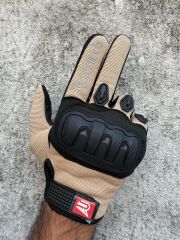 REVERTECH AURA - Krem / Dokunmatik Ekran Uyumlu Erkek Motosiklet Eldiveni