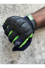 REVERTECH AURA - Lacivert Neon / Dokunmatik Ekran Uyumlu Erkek Motosiklet Eldiveni