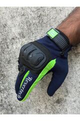 REVERTECH AURA - Lacivert Neon / Dokunmatik Ekran Uyumlu Erkek Motosiklet Eldiveni