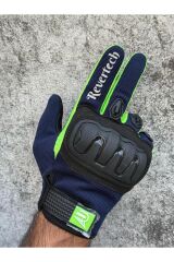 REVERTECH AURA - Lacivert Neon / Dokunmatik Ekran Uyumlu Erkek Motosiklet Eldiveni