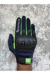 REVERTECH AURA - Lacivert Neon / Dokunmatik Ekran Uyumlu Erkek Motosiklet Eldiveni