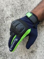 REVERTECH AURA - Lacivert Neon / Dokunmatik Ekran Uyumlu Erkek Motosiklet Eldiveni