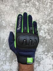REVERTECH AURA - Lacivert Neon / Dokunmatik Ekran Uyumlu Erkek Motosiklet Eldiveni