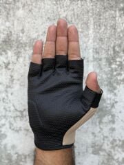 REVERTECH AURA - Krem / Yarım Parmak - Kaymaz Avuç İçi Özellikli Erkek Motosiklet Eldiveni