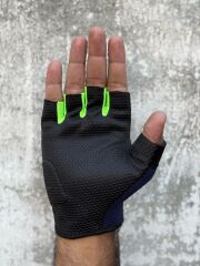 REVERTECH AURA - Lacivert Neon / Yarım Parmak - Kaymaz Avuç İçi Özellikli Erkek Motosiklet Eldiveni