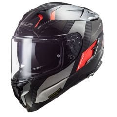 LS2 CHALLENGER C KARBON ALLOY BEYAZ-MAVİ-KIRMIZI KASK Siyah-Gri - M