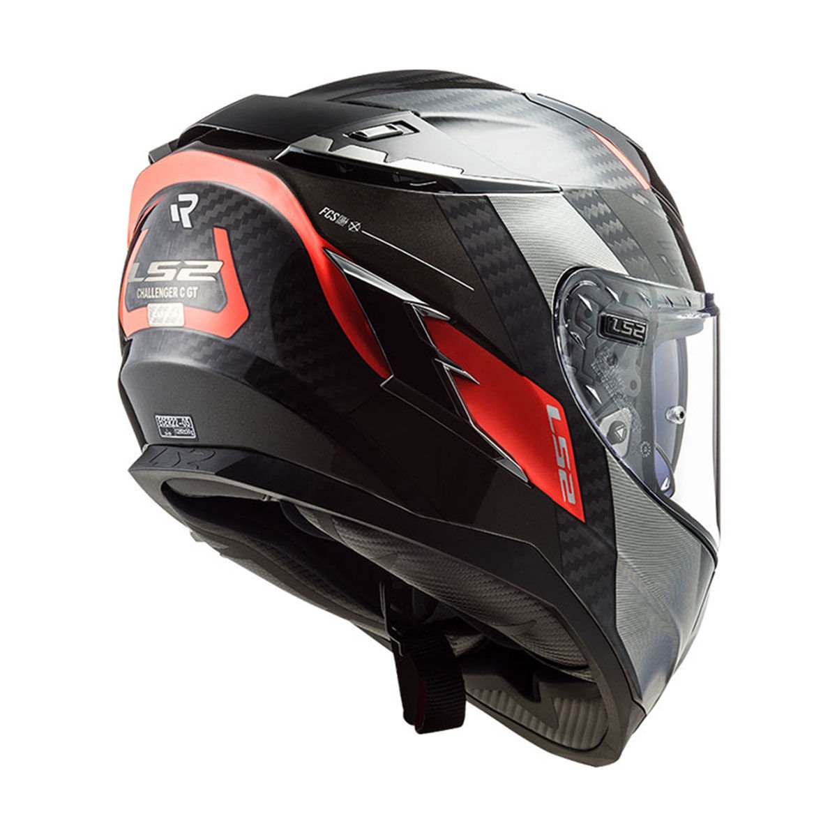 LS2 CHALLENGER C KARBON ALLOY BEYAZ-MAVİ-KIRMIZI KASK Siyah-Gri - M