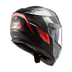 LS2 CHALLENGER C KARBON ALLOY BEYAZ-MAVİ-KIRMIZI KASK Siyah-Gri - M