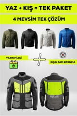 4 Mevsim Tek Paket Motosiklet Montu – Yazlık Fileli + Kışlık Mont + Yağmurluk + Polar