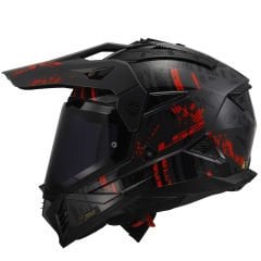 LS2 PIONEER 2 CRAZY SİYAH-GRİ-KIRMIZI KASK