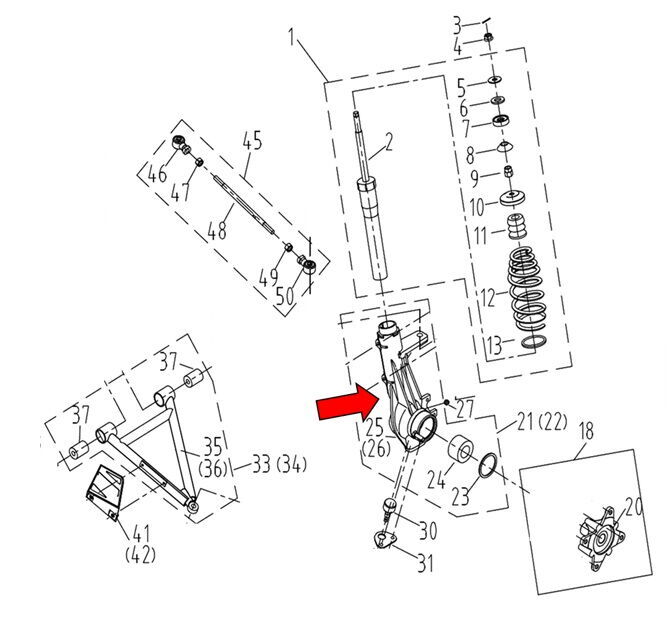 F320 Ön Teker Taşıyıcı Sağ