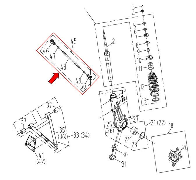 F320 Ön Rot Kolu Komple Sağ