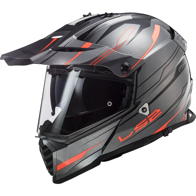 LS2 PIONEER EVO KNIGHT TITANIUM-TURUNCU KASK