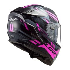 LS2 CHALLENGER SPIN SİYAH-TITANIUM-PEMBE KASK Pembe - L