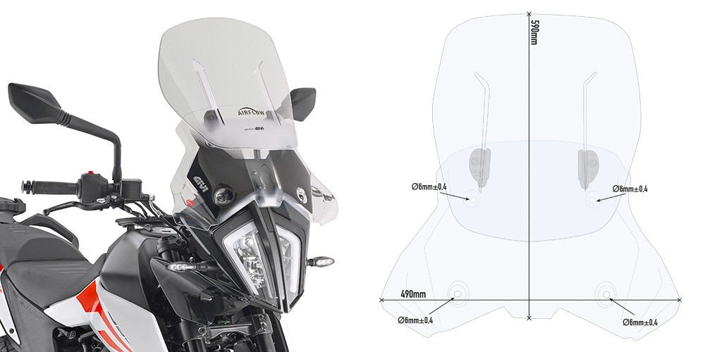 GIVI AF7711 KTM 390 ADV. (20-24) - 790 ADV. / ADV. R (19-20) - 890 ADV. (21-22) RÜZGAR SİPERLİK