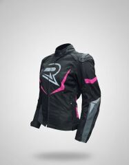 Pembe 3 Katmanlı 4 Mevsim Kadın Motosiklet Montu
