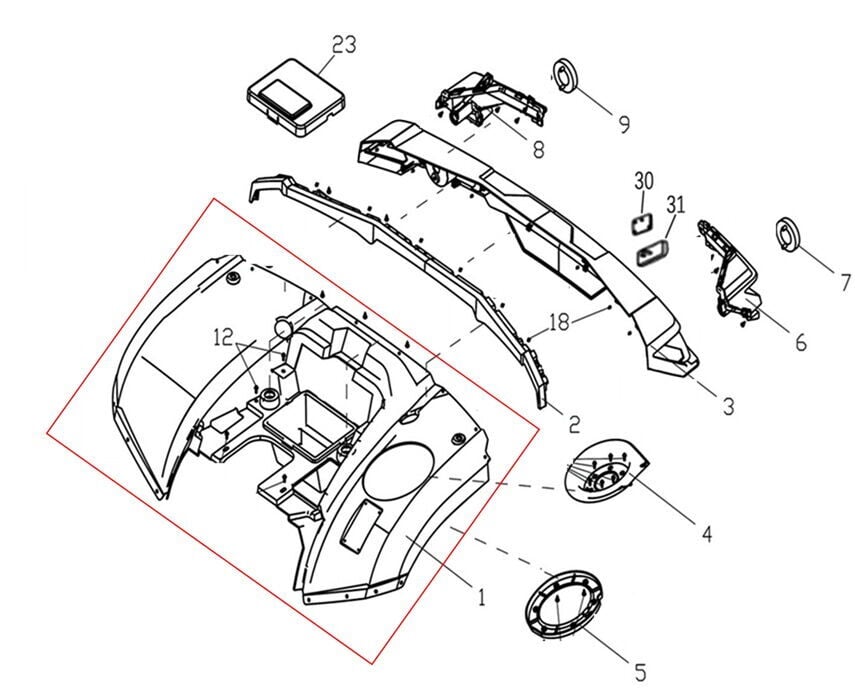Promax 650L Arka Çamurluk Gövde Grenajı Komple Nardo Gri Renk