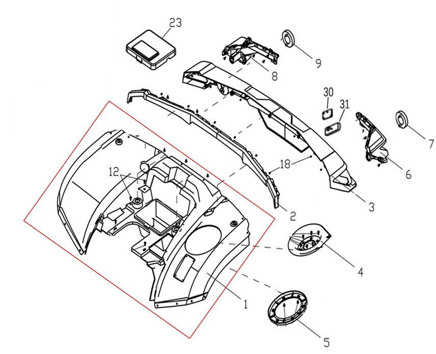 Promax 650L Arka Çamurluk Gövde Grenajı Komple Turuncu Renk