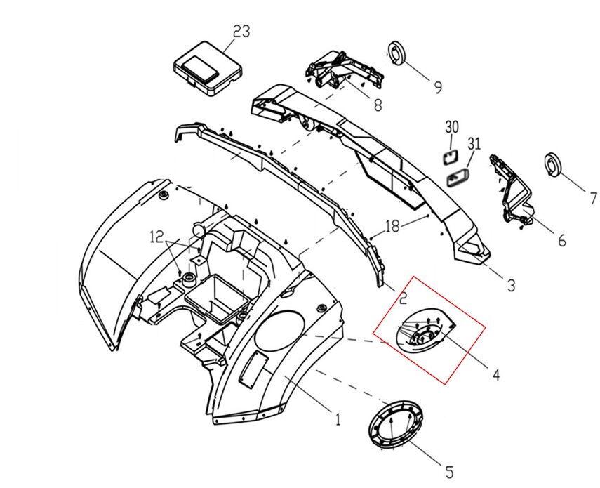 Promax 650L Benzin Kapak Alt Plastiği Nardo Gri